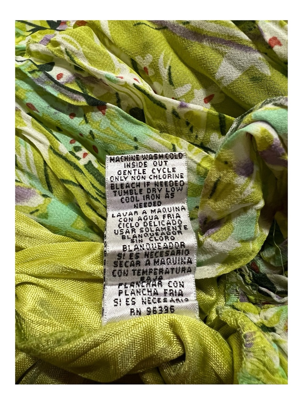 EUC Carrie Allen Fairycore Floral Embroidered Crinkle Lime Green Dress | Size M - Picture 11 of 11